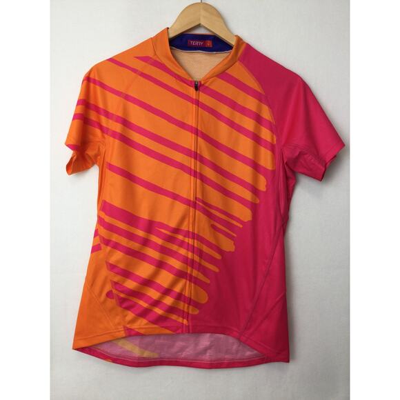 Terry Cycling Top Full Zipper Womens Large - Picture 1 of 6